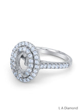 14K White Gold Round and Oval Cut Semi-Mount Halo Engagement Ring (1.40 ct)